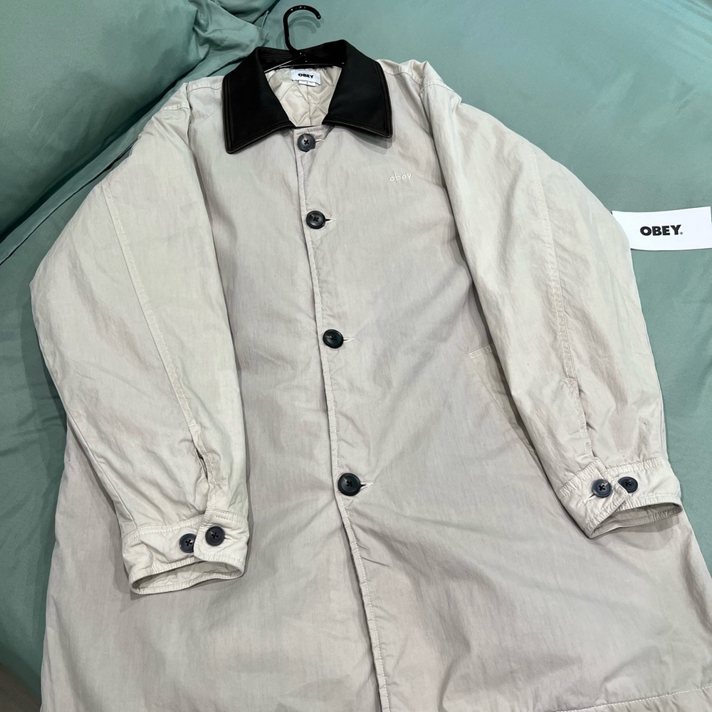 OBEY Robin Car Coat Jacket - Pelican - Size M
